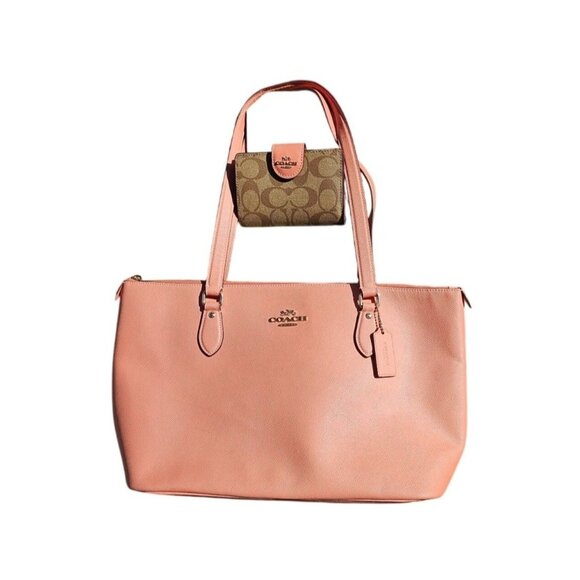 Coach Gallery Tote Light Coral Bag & Matching Medium Corner Zip Wallet Set - Picture 1 of 16